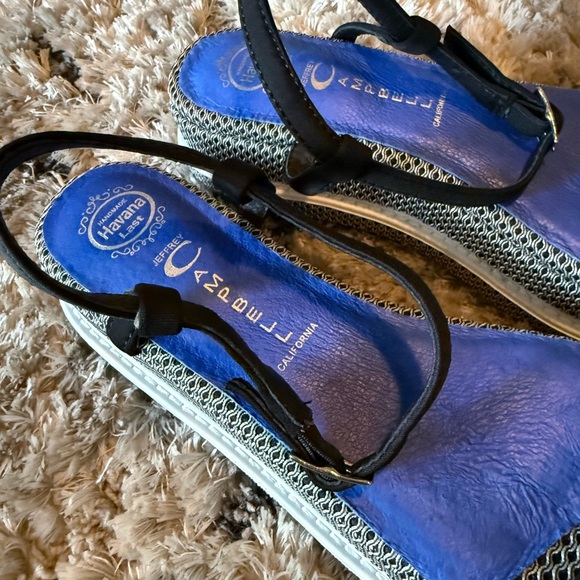 Jeffrey Campbell Blue and Black flat form Sandals with Adjustable Ankle Straps - Picture 4 of 7